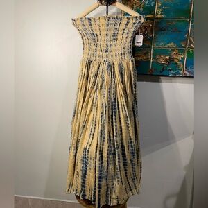 Free People Blue and Yellow Smocked Sundress